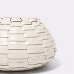 Vaso Vulcão Maia Couro Tressê 25x15h | Off White