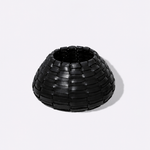 Vaso Vulcão Maia Couro Tressê 25x15h | Preto