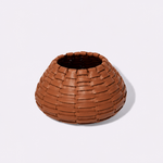 Vaso Vulcão Maia Couro Tressê 25x15h | Whisky