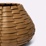 Vaso Vulcão Maia Couro Tressê 30x18h | Toffee