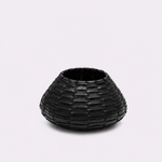 Vaso Vulcão Maia Couro Tressê 30x18h | Preto