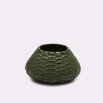 Vaso Vulcão Maia Couro Tressê 30x18h | Verde