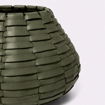 Vaso Vulcão Maia Couro Tressê 30x18h | Verde