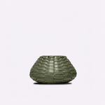 Vaso Vulcão Maia Couro Tressê 30x18h | Verde