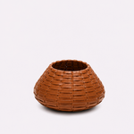 Vaso Vulcão Maia Couro Tressê 30x18h | Whisky