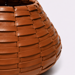 Vaso Vulcão Maia Couro Tressê 30x18h | Whisky
