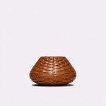 Vaso Vulcão Maia Couro Tressê 30x18h | Whisky
