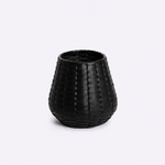 Vaso Tondo Maia Couro Tressê 18x28h | Preto