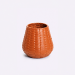 Vaso Tondo Maia Couro Tressê 18x28h | Whisky