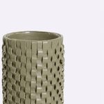 Vaso Onda Maia Vidro e Couro 12x24h | Musgo