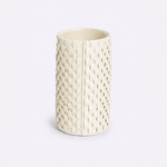 Vaso Onda Maia Vidro e Couro 12x24h | Off White