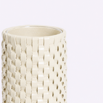 Vaso Onda Maia Vidro e Couro 12x24h | Off White