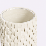 Vaso Onda Maia Vidro e Couro 12x24h | Off White