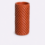Vaso Onda Maia Vidro e Couro 12x31h | Terracota