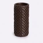 Vaso Onda Maia Vidro e Couro 12x31h | Café