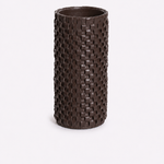 Vaso Onda Maia Vidro e Couro 12x31h | Café