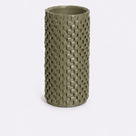 Vaso Onda Maia Vidro e Couro 12x31h | Musgo