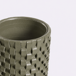 Vaso Onda Maia Vidro e Couro 12x31h | Musgo