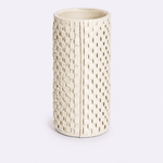 Vaso Onda Maia Vidro e Couro 12x31h | Off White