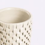 Vaso Onda Maia Vidro e Couro 12x31h | Off White