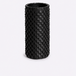 Vaso Onda Maia Vidro e Couro 12x31h | Preto