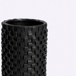 Vaso Onda Maia Vidro e Couro 12x31h | Preto