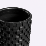 Vaso Onda Maia Vidro e Couro 12x31h | Preto