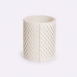 Vaso Onda Maia Vidro e Couro 18x24h | Off White