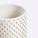 Vaso Onda Maia Vidro e Couro 18x24h | Off White