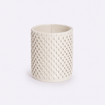 Vaso Onda Maia Vidro e Couro 18x24h | Off White