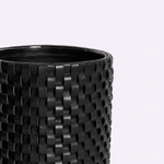 Vaso Onda Maia Vidro e Couro 18x24h | Preto