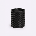 Vaso Onda Maia Vidro e Couro 18x24h | Preto