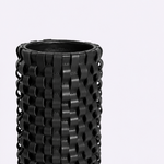 Vaso Onda Maia Vidro e Couro 10x35h | Preto