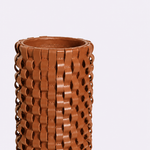 Vaso Onda Maia Vidro e Couro 10x35h | Whisky