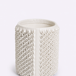 Vaso Ouriço Couro e Vidro 18x24h | Off White