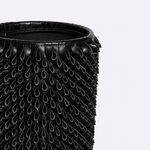 Vaso Ouriço Couro e Vidro 18x24h | Preto