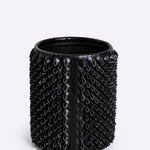 Vaso Ouriço Couro e Vidro 18x24h | Preto