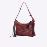Bolsa Aruna Couro Tressê | Burgundy