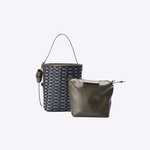 Bolsa Victoria Bucket Couro Tessere | Militar, Indigo, Tempestade