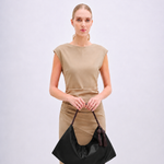 Bolsa Allegra Couro Alça Tramada | Preto