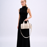Bolsa Andy Cilindro Couro Tressê | Off White
