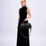 Bolsa Andy Cilindro Couro Tressê | Preto