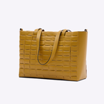 Bolsa Dominó Grande Couro Tressê | Amarelo
