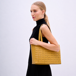 Bolsa Dominó Grande Couro Tressê | Amarelo