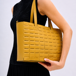 Bolsa Dominó Grande Couro Tressê | Amarelo