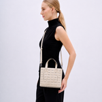 Bolsa Dominó Média Couro Tressê | Off White