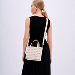 Bolsa Dominó Média Couro Tressê | Off White