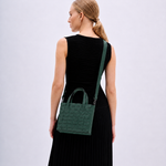 Bolsa Dominó Média Couro Tressê | Esmeralda