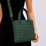 Bolsa Dominó Média Couro Tressê | Esmeralda