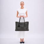 Bolsa Heritage Couro Tressê | Preto, Off White